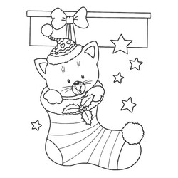 Раскраска Мишка в рождественском носке и звездочки