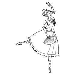 Раскраска Балерина с веером