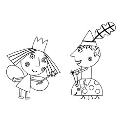 Раскраска Принцесса Холли и Бен верхом на Гастоне