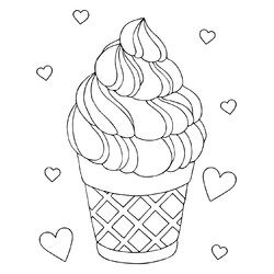 Раскраска Вкусное мороженое в стаканчике