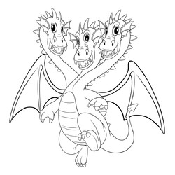 Раскраска Дракон с тремя головами