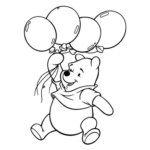 Раскраска Винни-Пух с воздушными шарами