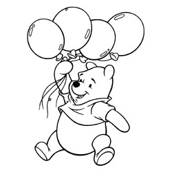 Раскраска Винни-Пух с воздушными шарами