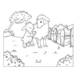 Раскраска Детская открытка с овечками