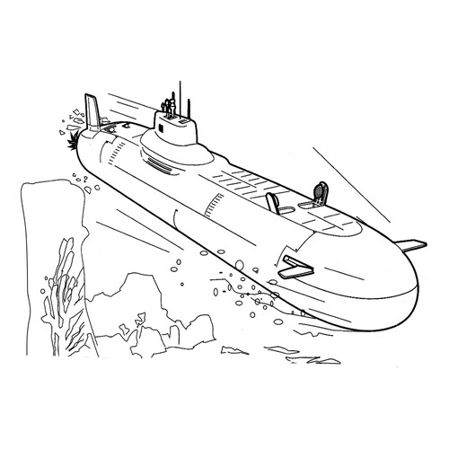 Раскраска Советская подводная лодка Щука-Б