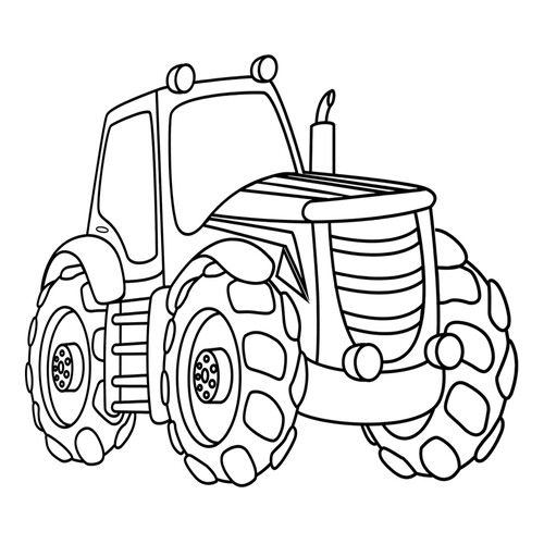 Раскраска Трактор с большими колёсами