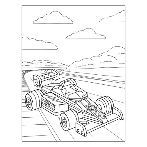 Раскраска Гоночный автомобиль Формулы 1