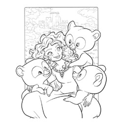Раскраска Мерида и медвежата