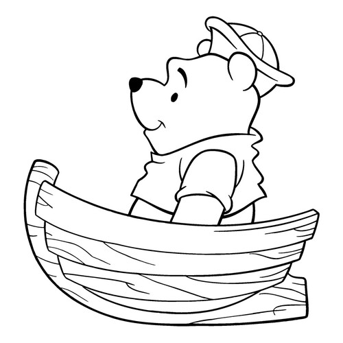 Раскраска Винни Пух в лодке