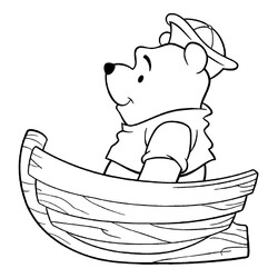 Раскраска Винни Пух в лодке