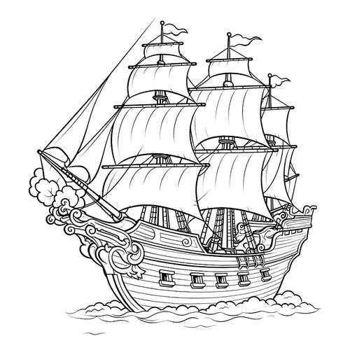 Раскраска Многопалубное судно