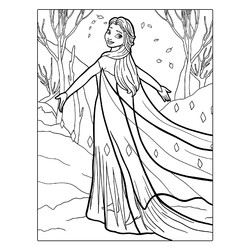 Раскраска Эльза в длинном платье