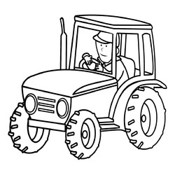 Раскраска Простой тракторист и трактор