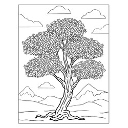 Раскраска Дерево с маленькими листочками