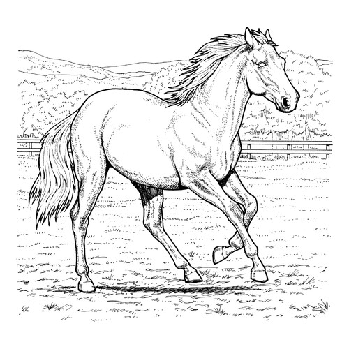 Раскраска Скаковая лошадь