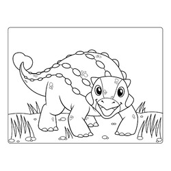 Раскраска Мультяшный Анкилозавр