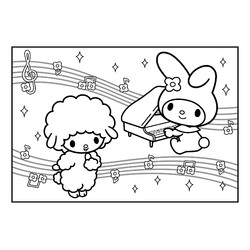 Раскраска Пиано Чан и Май Мелоди играют на рояле