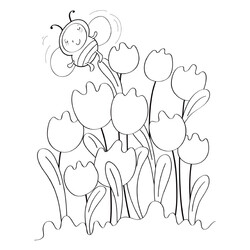 Раскраска Тюльпаны и пчелка