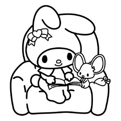 Раскраска Май Мелоди с мышонком в кресле