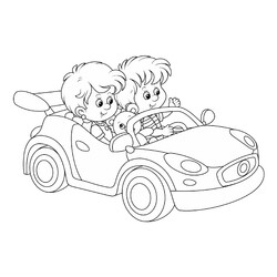 Раскраска Малыши в машине