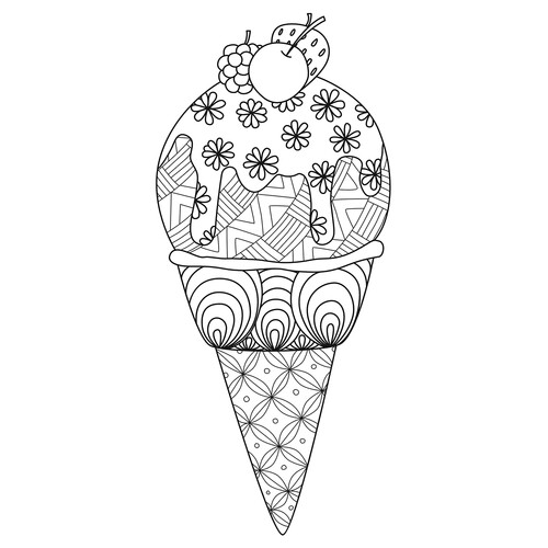 Раскраска Мороженое с вишенкой антистресс