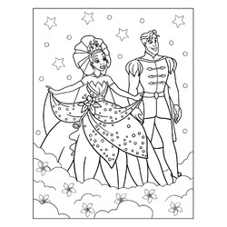 Раскраска Красавица Тиана с принцем