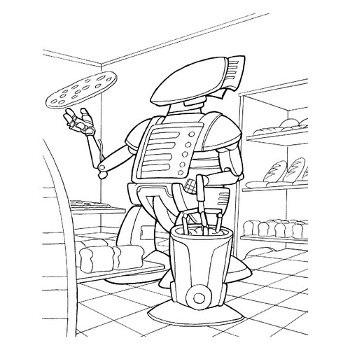 Раскраска Робот-пекарь и пицца