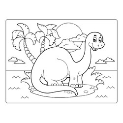 Раскраска Милый динозавр для малышей