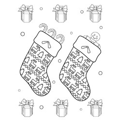 Раскраска Рождественские носки с оленями