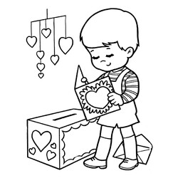 Раскраска Коробка с валентинками