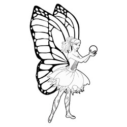 Раскраска Барби с фейскими крыльями