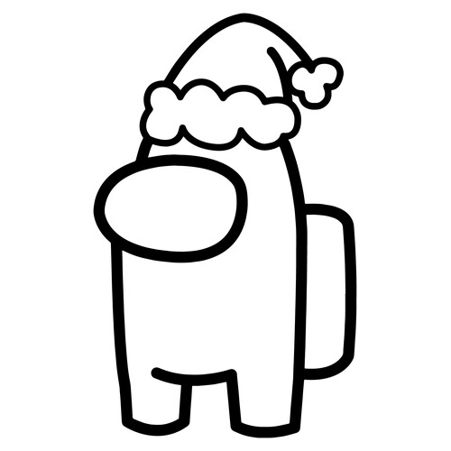 Раскраска Амонг Ас персонаж в новогодней шапке