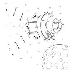 Раскраска Космический корабль Орион по точкам