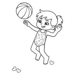 Раскраска Девочка и мяч