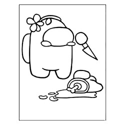 Раскраска Амонг Ас импостер с цветком и труп
