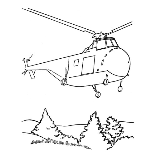 Раскраска Вертолёт в подарок на 23 февраля