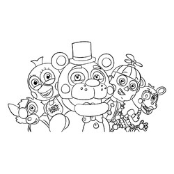 Раскраска Фредди с аниматрониками