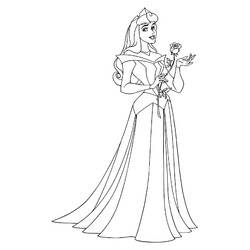 Раскраска Принцесса Аврора с розой