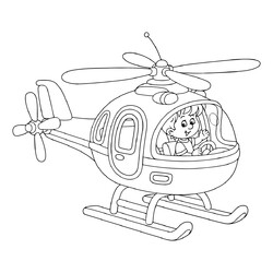 Раскраска Вертолёт с мальчиком