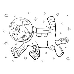 Раскраска Собака в космосе