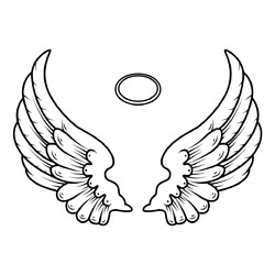 Раскраска Простые ангельские крылья и нимб