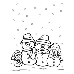 Раскраска Семья снеговиков