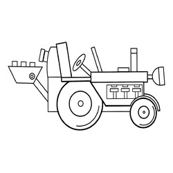 Раскраска Простой старинный трактор
