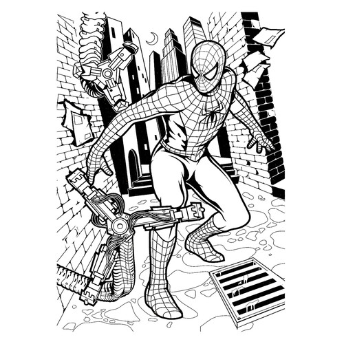 Раскраска Борьба Человека паука