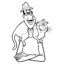 Раскраска Джо Гарденер со своим котом