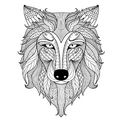 Раскраска Голова волка