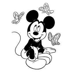 Раскраска Микки Маус и бабочки