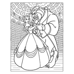 Раскраска Красавица и Чудовище танцуют в бальном зале