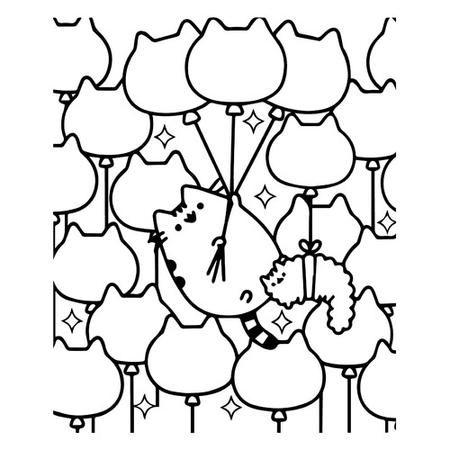 Раскраска Кот Пушин и воздушные шарики (арт терапия)