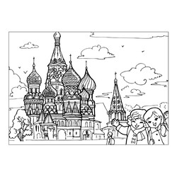 Раскраска Храм Василия Блаженного